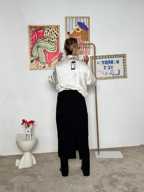 SUSY STAR - Gonna lunga donna a vita alta PUNTO MILANO  comoda, versatile e di tendenza NERO ST57PM/ NERO SUSY MIX 