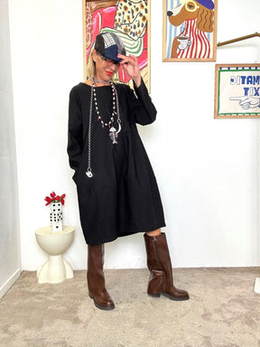 FEMALE  - Abito nero in bengalina donna  comodo, versatile e super chic BS1891/ NERO FEMALE 