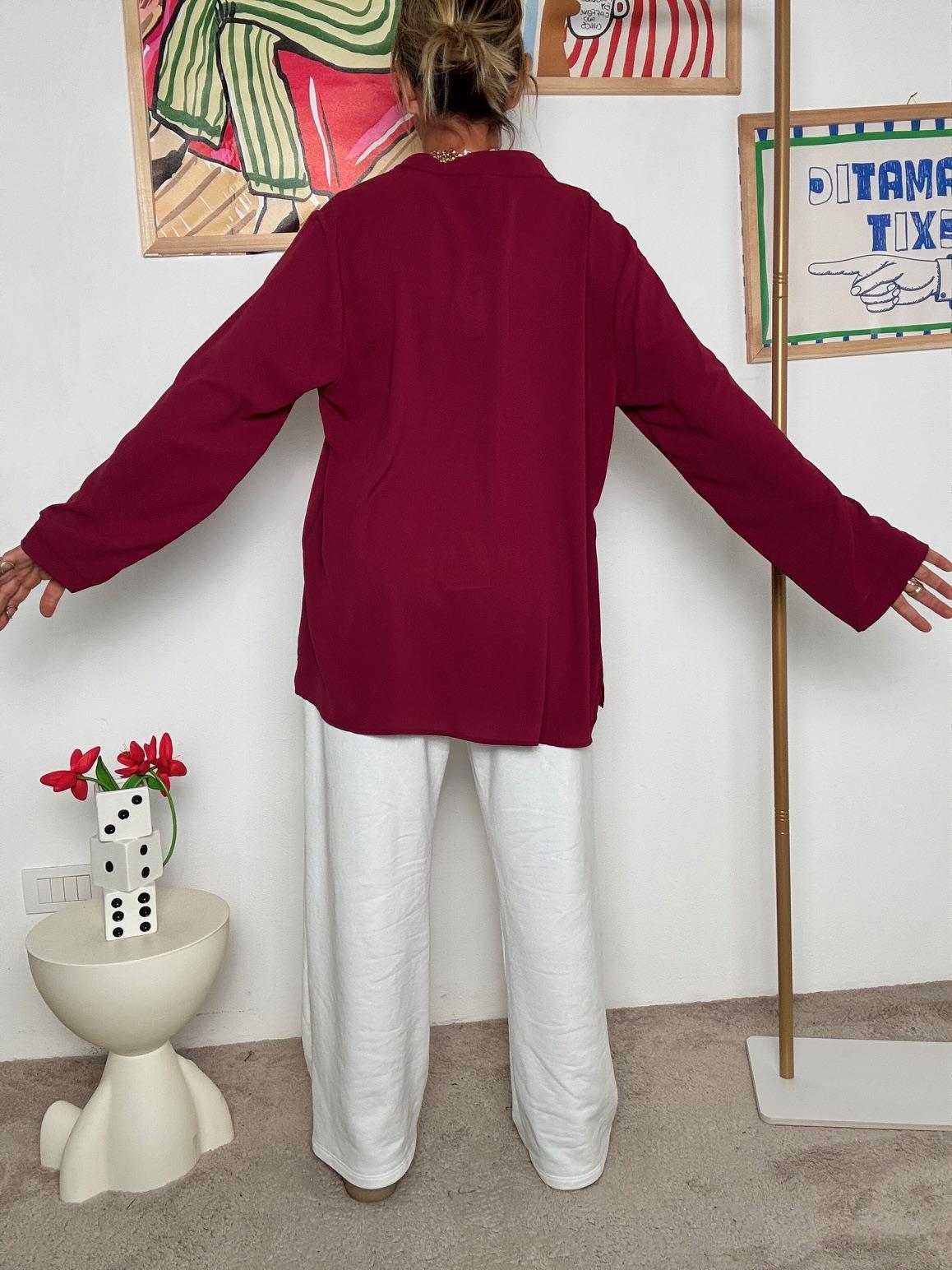 DEJA VU -Camicia donna oversize vino  Stile minimal chic A25FL106/ VINO DEJA VU 