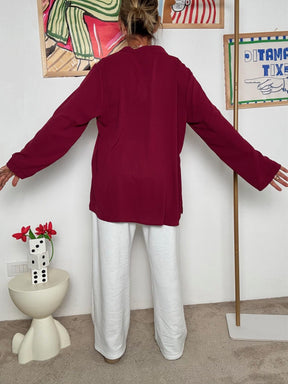 DEJA VU -Camicia donna oversize vino  Stile minimal chic A25FL106/ VINO DEJA VU 