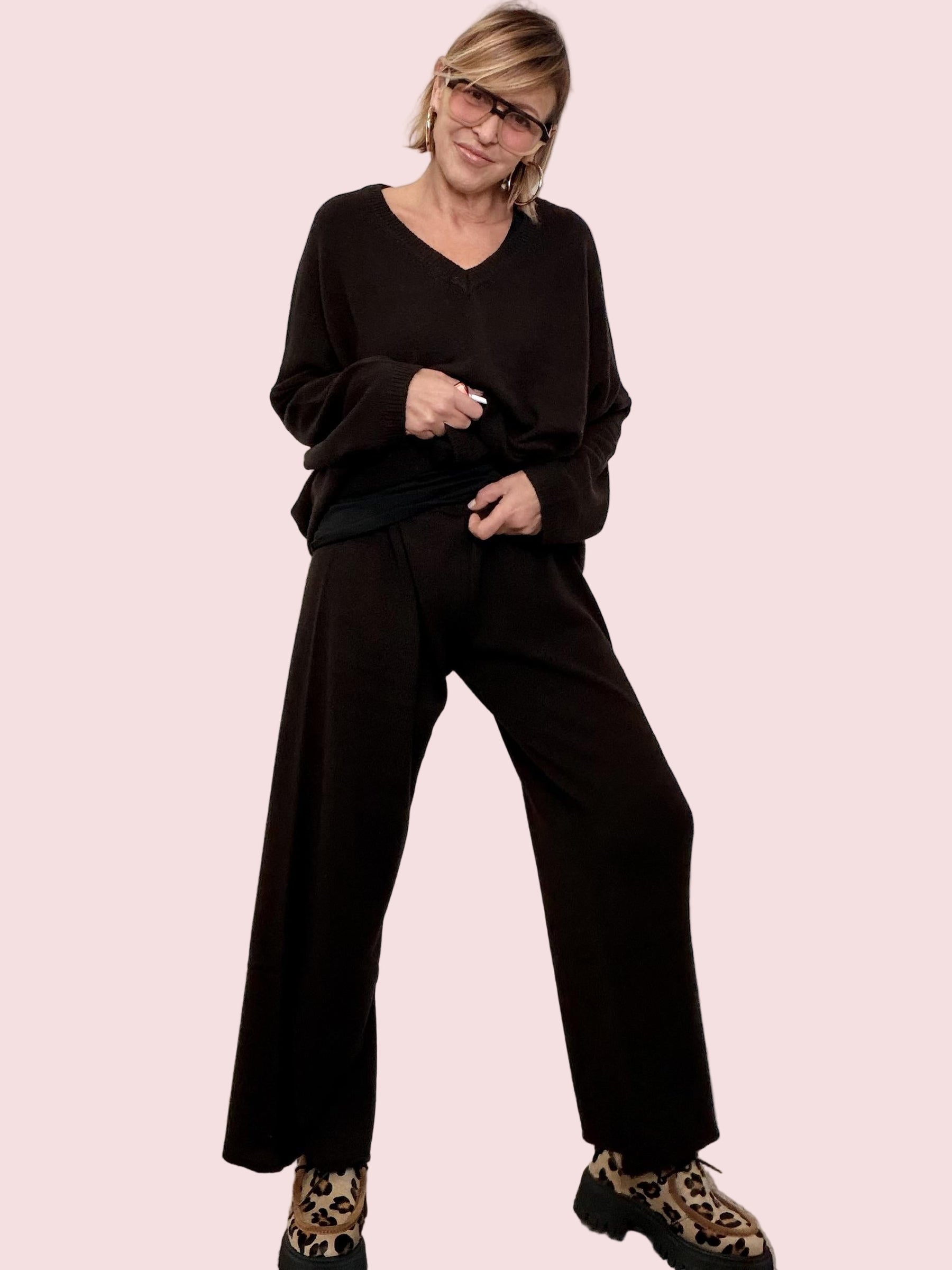 SUSY STAR - :COMPLETO MAGLIA + PANTALONE CASHMERE MORO STWG7011B/ MORO SUSY STAR 