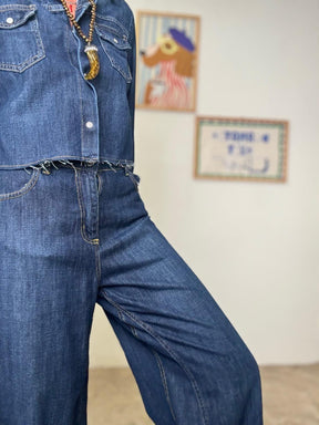 HAVE ONE - Jeans a palazzo in denim blu  comodi e super chic PGZ-P089/ DENIM HAVE ONE 