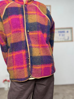 FEMALE - Giacca in fantasia check morbida e colorata G11889/ CAMMELLO FEMALE 