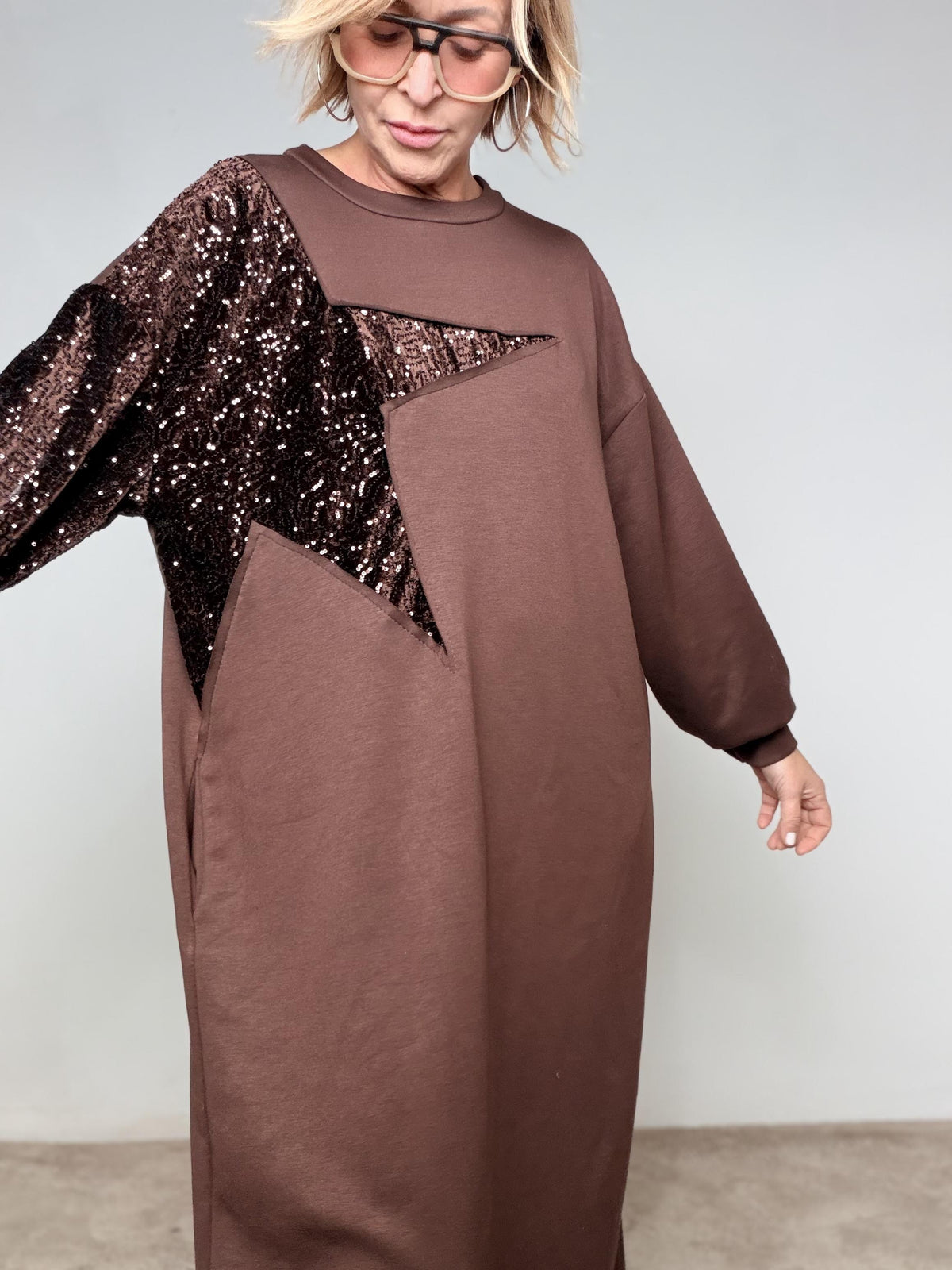 FEMALE - Abito Stella Superstar  comfort che brilla MORO L3M369/ MORO FEMALE 