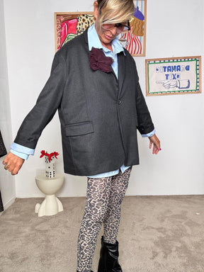 SOUVENIR - Giacca blazer oversize  eleganza rilassata con un tocco contemporaneo M38F0295/ ANTRACITE SOUVENIR 