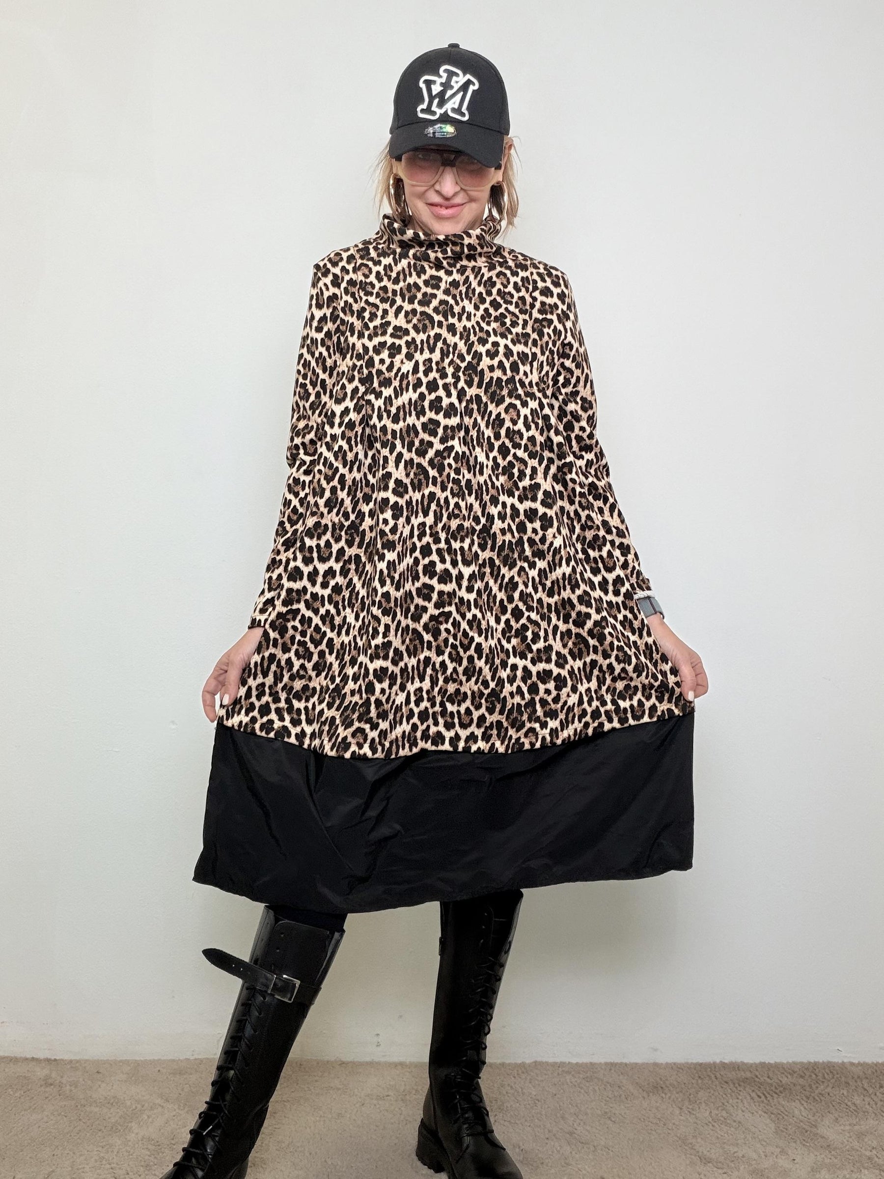 FEMALE - ABITO ANIMALIER CON DOPPIA BALZA TAFTA 39262ZGYSC/ LEOPARDATO FEMALE 