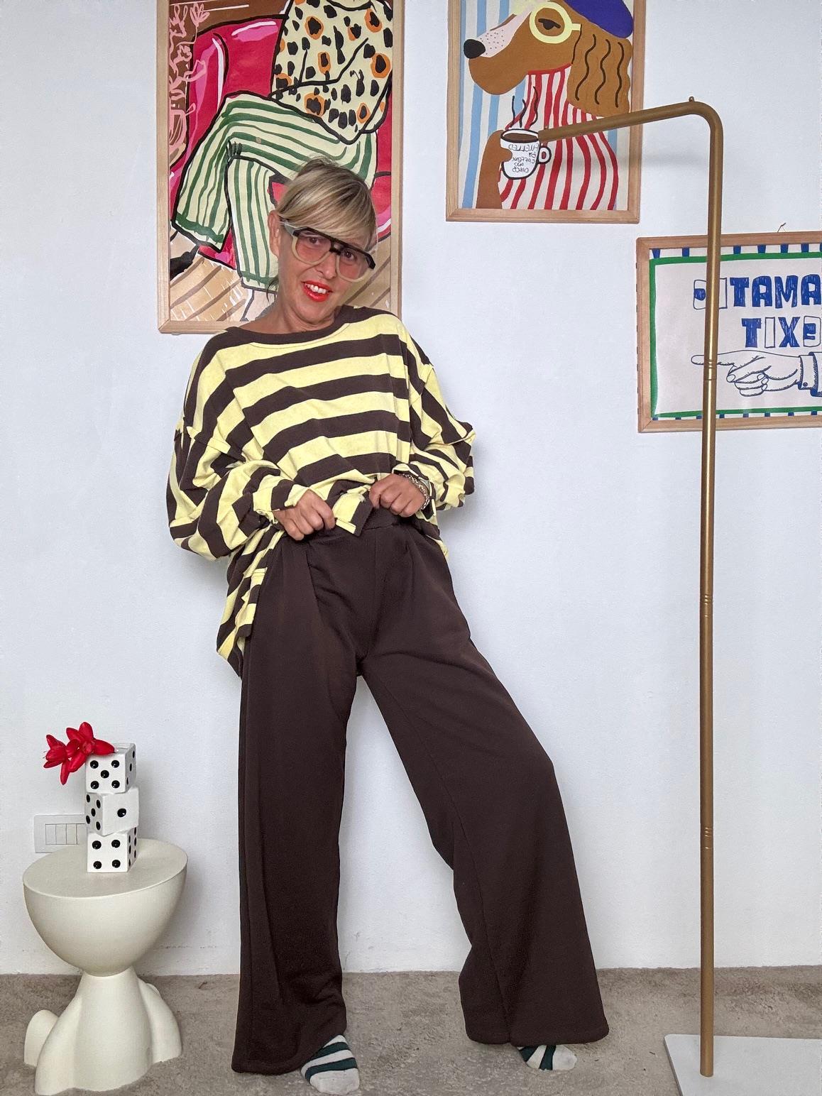 FEMALE - Pantaloni felpa larghi marroni  Stile comfy chic R51251/ MORO FEMALE 