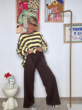 FEMALE - Pantaloni felpa larghi marroni  Stile comfy chic R51251/ MORO FEMALE 