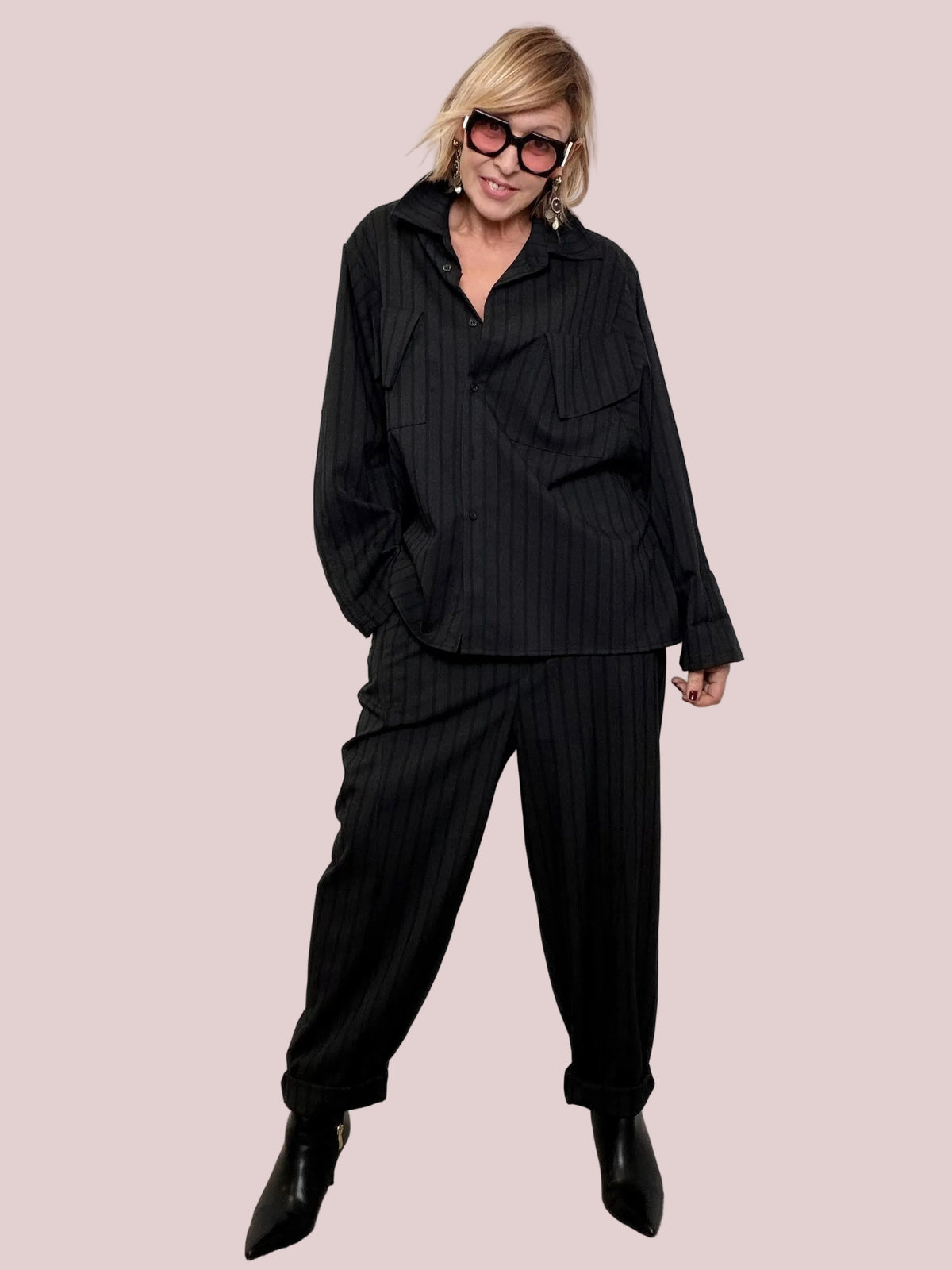 Camicia Giacca a Righe Linea Morbida 8994/ NERO FEMALE 