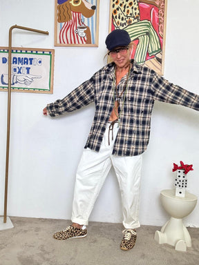 DEJA VU - Pantalone baggy in cotone  Relax, ma con stile bianco A25RU203/ BIANCO DEJA VU 