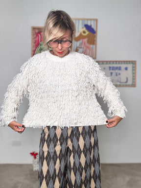 SOUVENIR - Maglia Soft Fringe panna V38A0396/ PANNA SOUVENIR 