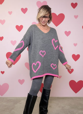 FEMALE - MAGLIA HEARTY OVERSIZE GRIGIO KMACUOREV/ GRIGIO FEMALE 