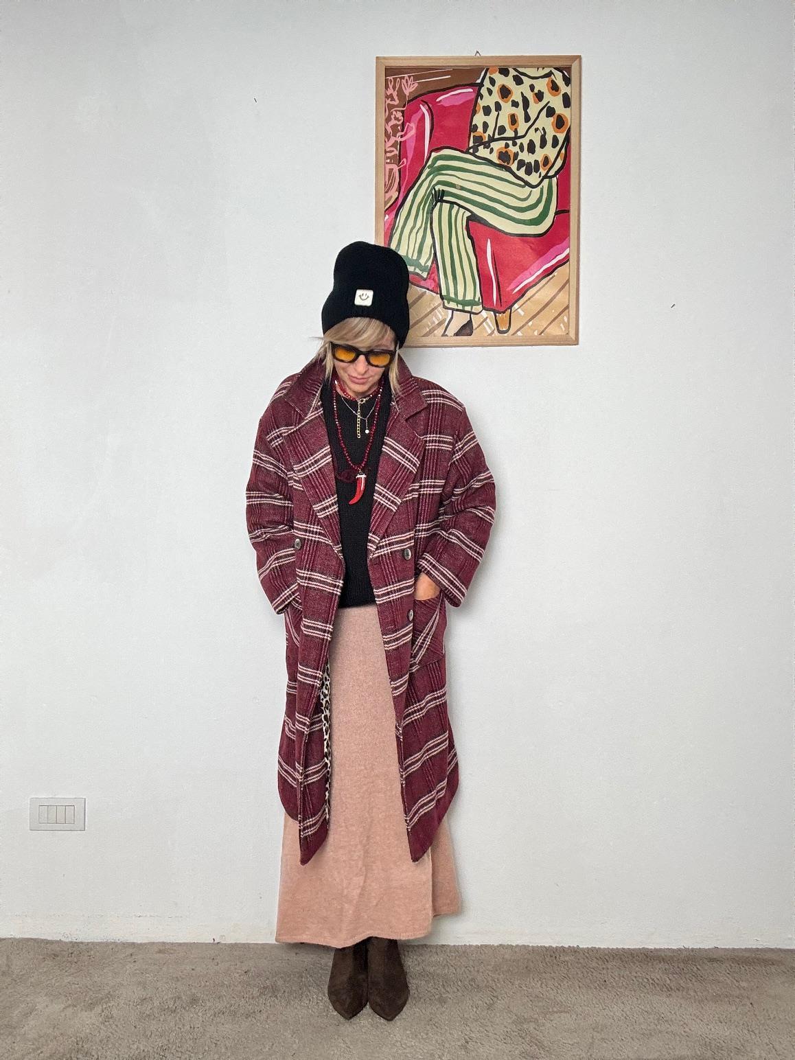 FEMALE -  Cappotto Cozy Check NV187/ VINO FEMALE 