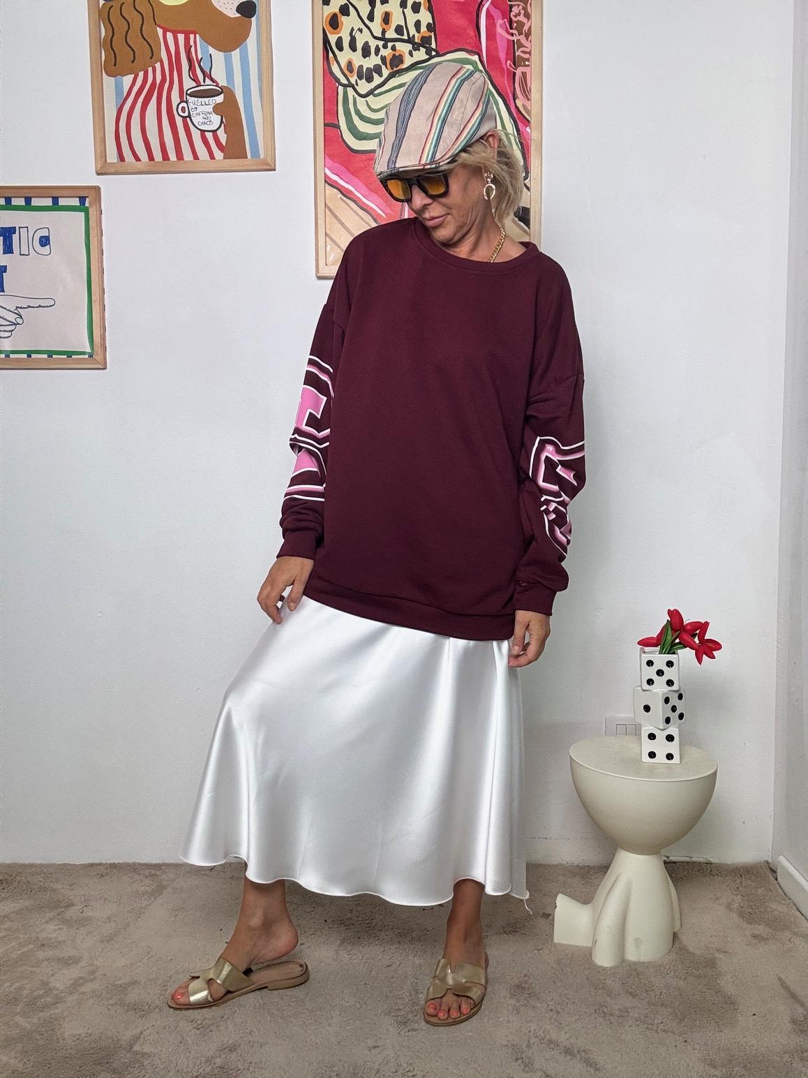 FEMALE - Felpa Oversize NYC College Mood  Comoda, Cool, Inarrestabile VINO R51093/ VINO FEMALE 