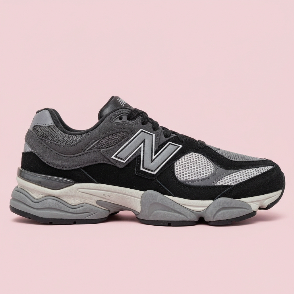 New Balance 9060 Nera - Sfondo Rosa 2