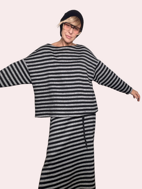 SOUVENIR - Maglia Stripe Mood GRIGIO