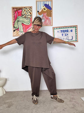 SUSY STAR - Completo donna marrone  stile comfy chic e moderno moro STLS12091690/ MORO SUSY STAR 