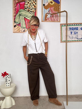 SUSY MIX - Pantaloni a gamba larga  Marrone scuro I253152/ MORO SUSY MIX 