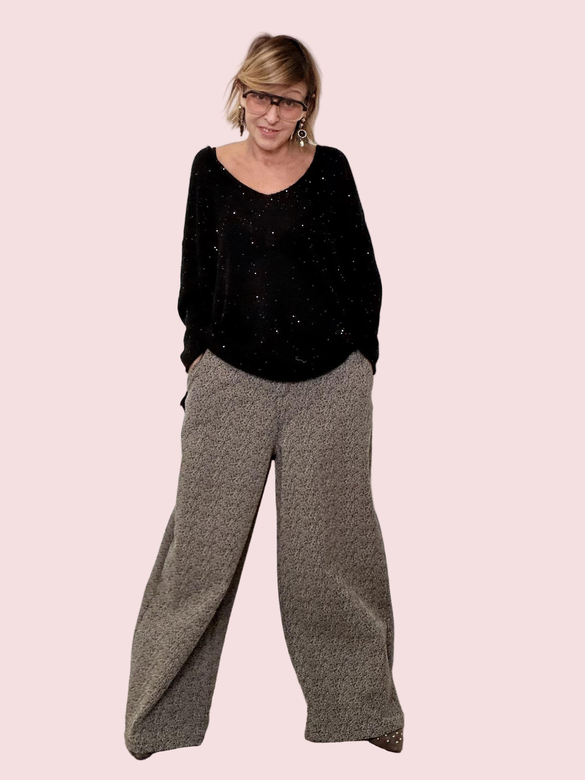 DEJA VU - Pantalone Cocoon Morbido A25RU209/ GRIGIO DEJA VU 