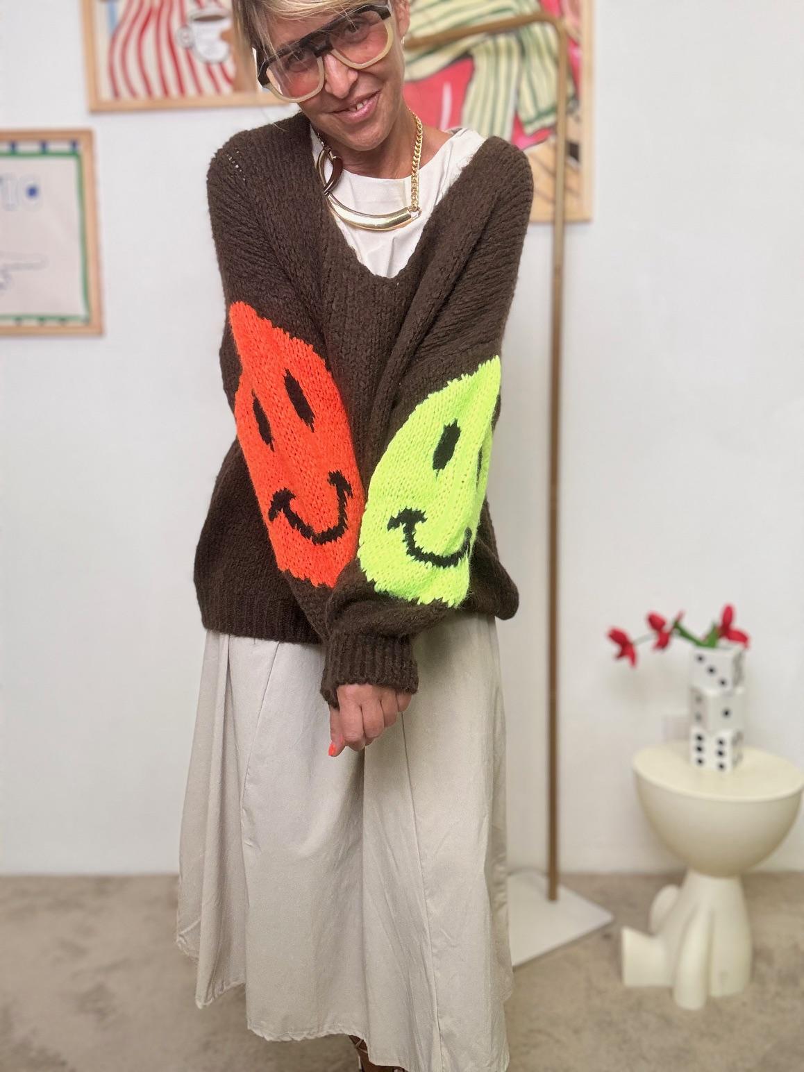 FEMALE - Maglione Oversize Happy Mood  Perché la Moda è un Gioco MARRONE CM1632-SMILE/ MARRONE FEMALE 