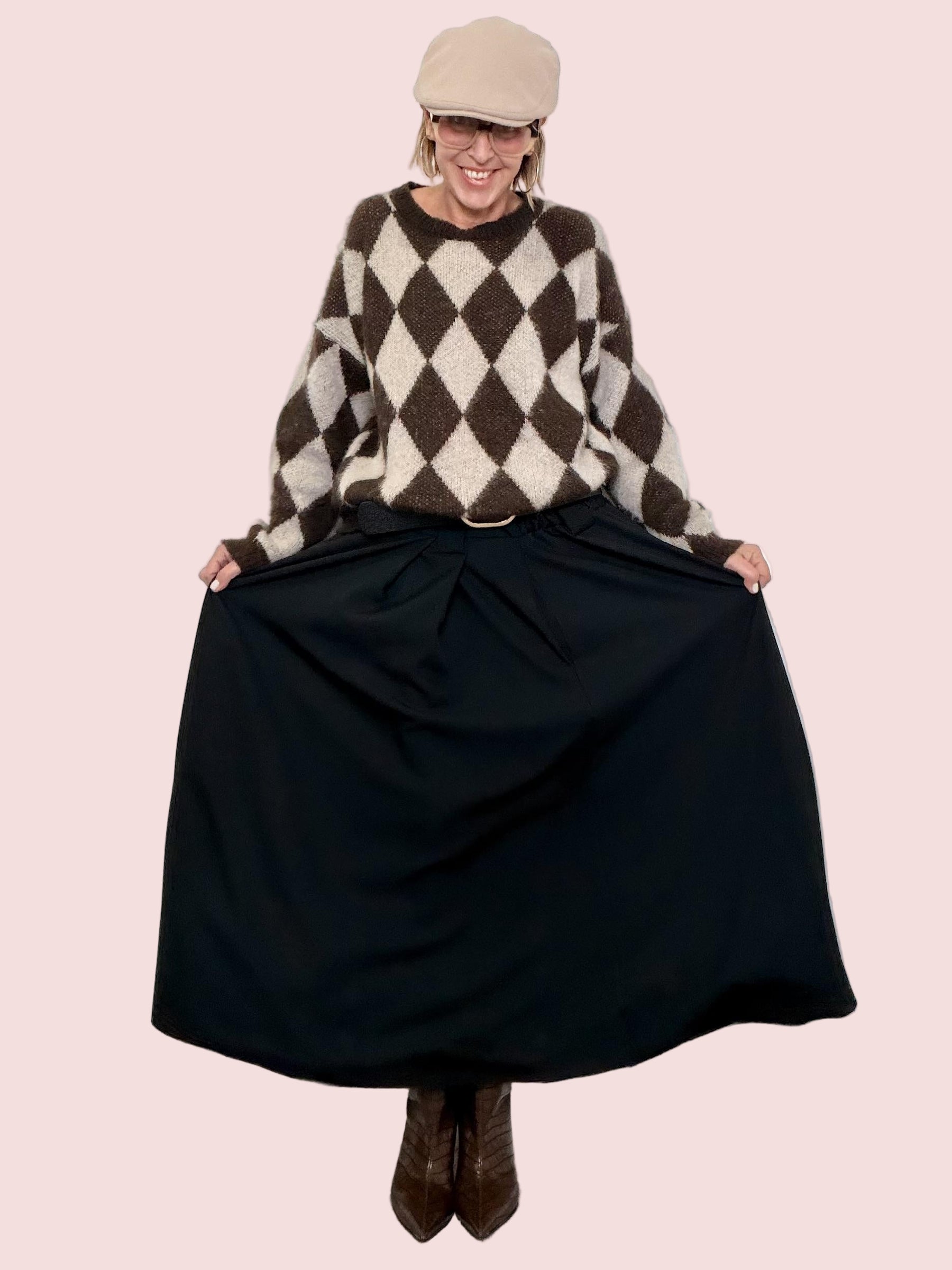 Gonna lunga nera a vita alta BS1696HLLS/ NERO FEMALE 