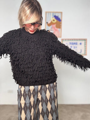 SOUVENIR - Maglia Soft Fringe cioccolato V38A0396/ CIOCCOLATO SOUVENIR 