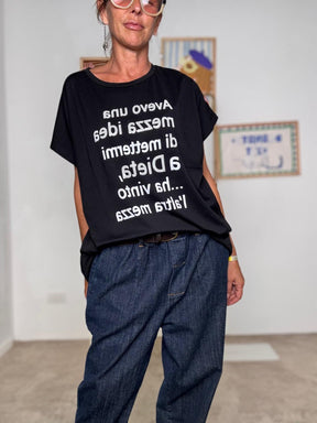 SUSY STAR - T-SHIRT DIETA NERA STM257/ NERO SUSY STAR 