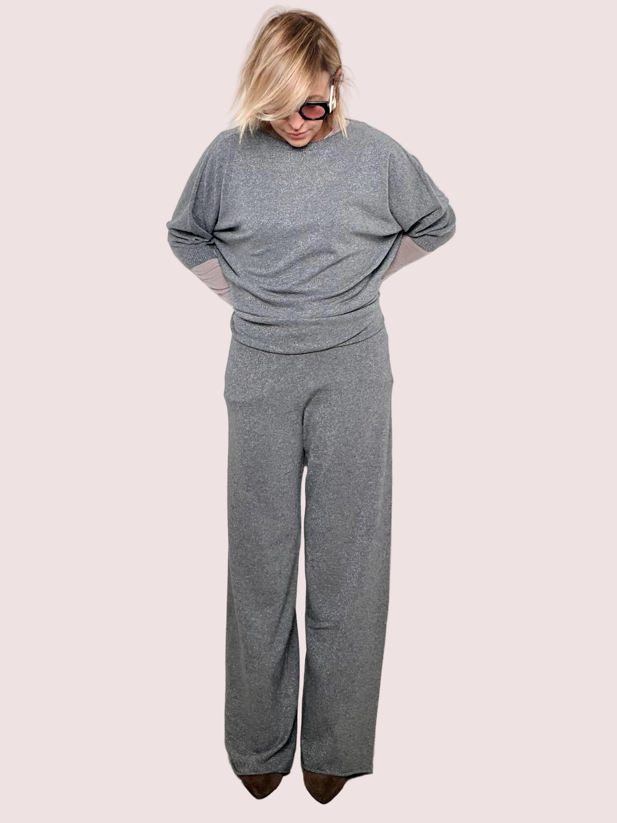 SUSY STAR  Pantalone in Maglia Lurex  Lounge con Luccichio grigio ST570188LX/ GRIGIO ANTRACITE SUSY STAR 