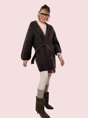 PHILIA LOFT - CARDIGAN MOHAIR CLOUD MORO C01L0707/ CIOCCOLATO PHILIA LOFT 