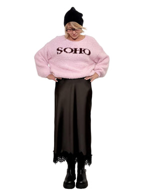 FEMALE - GONNA IN RASO CON PIZZO  FLUIDITÀ, LUCE E UN TOCCO DI CHARME G2790/ MORO FEMALE 