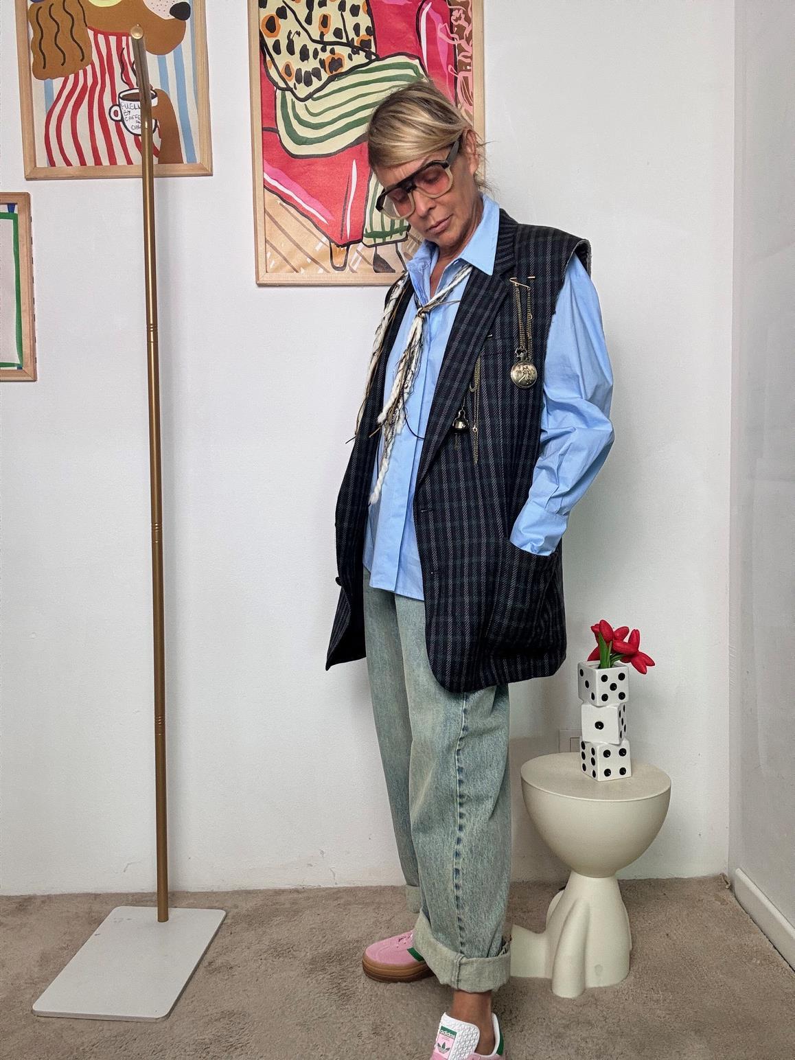 SOUVENIR - Gilet "IL PICCOLO PRINCIPE"  Stile retrò con un tocco dironia di lusso CHECK BLU F38X0156/ BLU SOUVENIR 