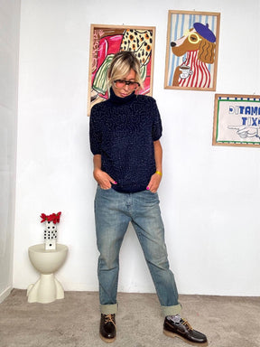 SOUVENIR- Maglia marrone con micro borchie  Stile cozy e dettagli raffinati moro D38V0827/ BLU SOUVENIR 