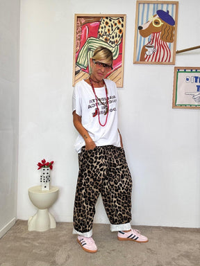 FEMALE - Pantalone leopardato oversize donna  stile casual e grintoso STP20948/ NERO SUSY STAR 