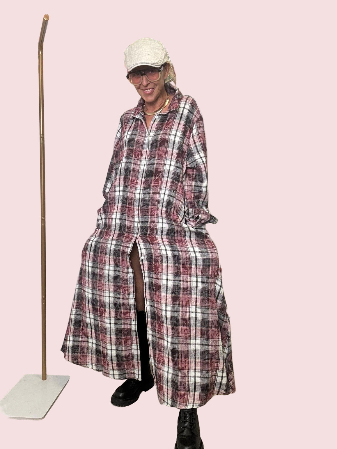 SUSY STAR - Abito Chemisier a Quadri  Spirito Grunge, Stile Contemporaneo ROSSO ST88473CRO/ ROSSO SUSY STAR 