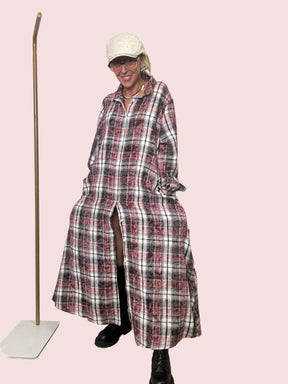 SUSY STAR - Abito Chemisier a Quadri  Spirito Grunge, Stile Contemporaneo ROSSO ST88473CRO/ ROSSO SUSY STAR 