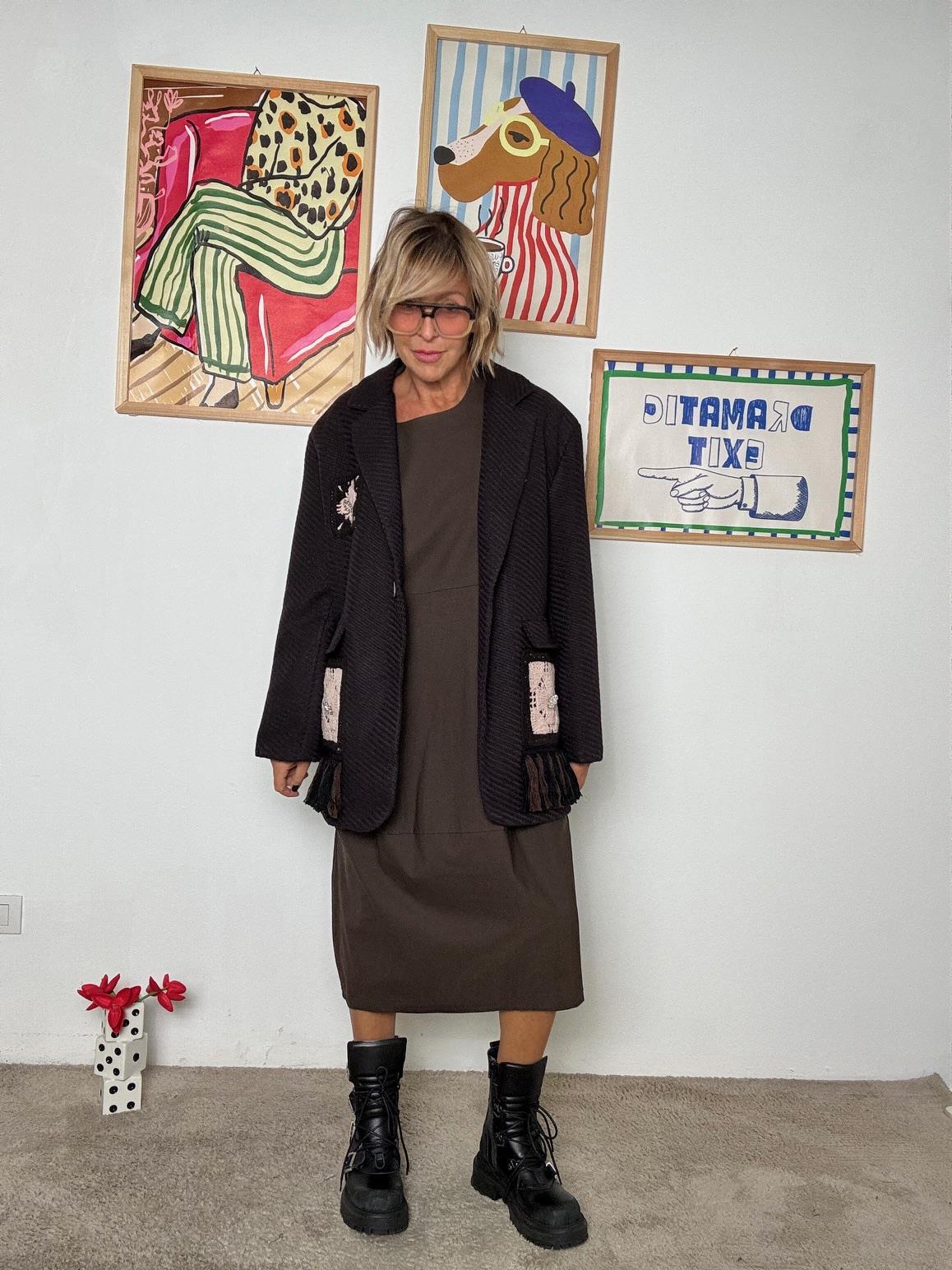 SUSY STAR - Giacca Cappottino Boho Chic STSS3085/ MORO SUSY STAR 