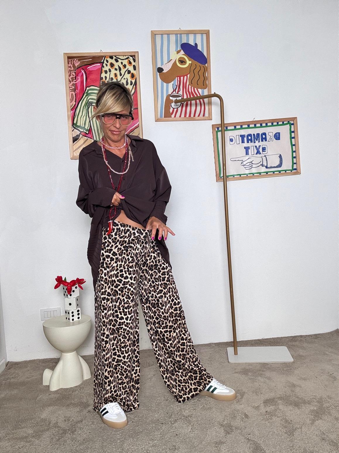 FEMALE - Pantaloni palazzo con fantasia animalier leopardata 13865ZGMB/ ANIMALIER FEMALE 