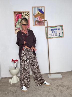 FEMALE - Pantaloni palazzo con fantasia animalier leopardata 13865ZGMB/ ANIMALIER FEMALE 