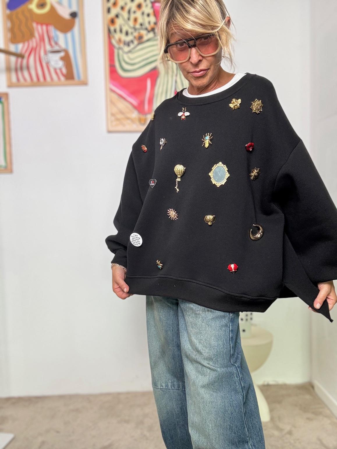 SOUVENIR - Felpa Pin Parade  Un piccolo museo da indossare F38X0144/ NERO SOUVENIR 