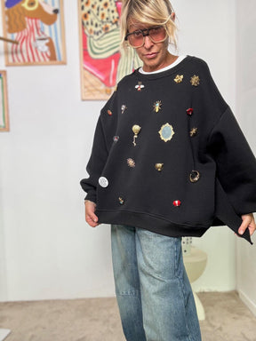 SOUVENIR - Felpa Pin Parade  Un piccolo museo da indossare F38X0144/ NERO SOUVENIR 