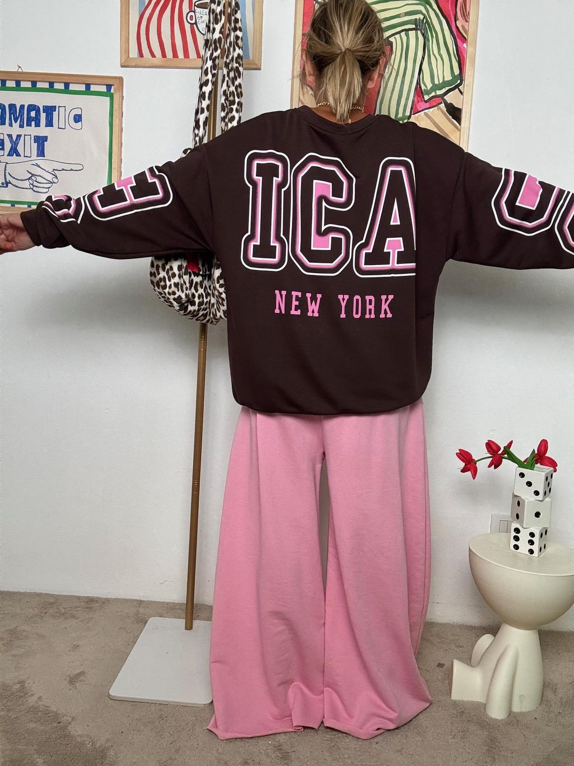 FEMALE - Felpa "ICA New York"  Oversize e Iconica MARRONE R51093/ MARRONE FEMALE 