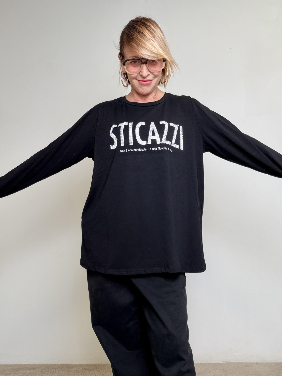 SUSY STAR - T-shirt Sticazzi Philosophy STL15/ NERO SUSY STAR 