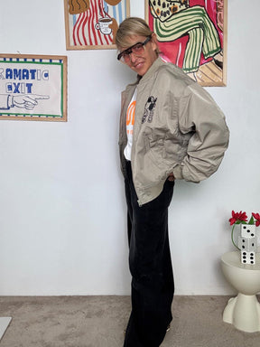 FEMALE N- Bomber Donna "Snoopy Racing" Patchwork Animalier  Edizione Vintage Anni '70 JH25019/ LEO/BEIGE FEMALE 