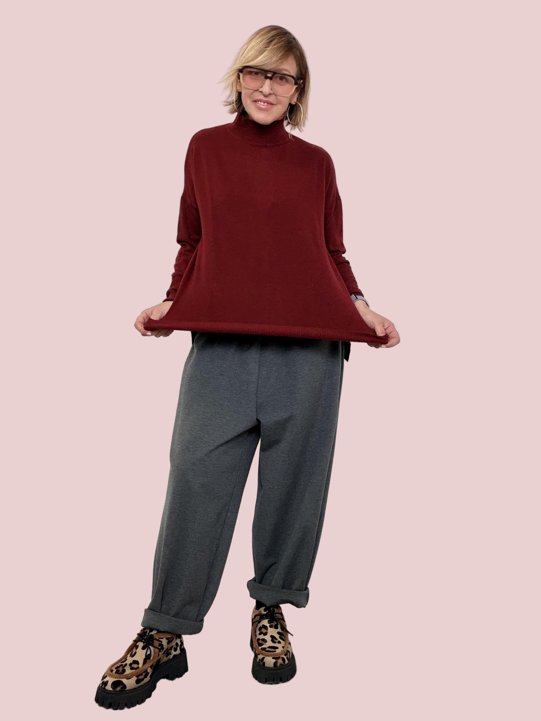 DEJA VU - MAGLIA COLLO IN PIEDI VINO A25IL406/ VINO DEJA VU 