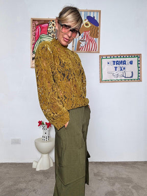 FEMALE  - Maglia in pizzo color senape  stile chic e grintoso olio CVS-P026/ OLIO HAVE ONE 