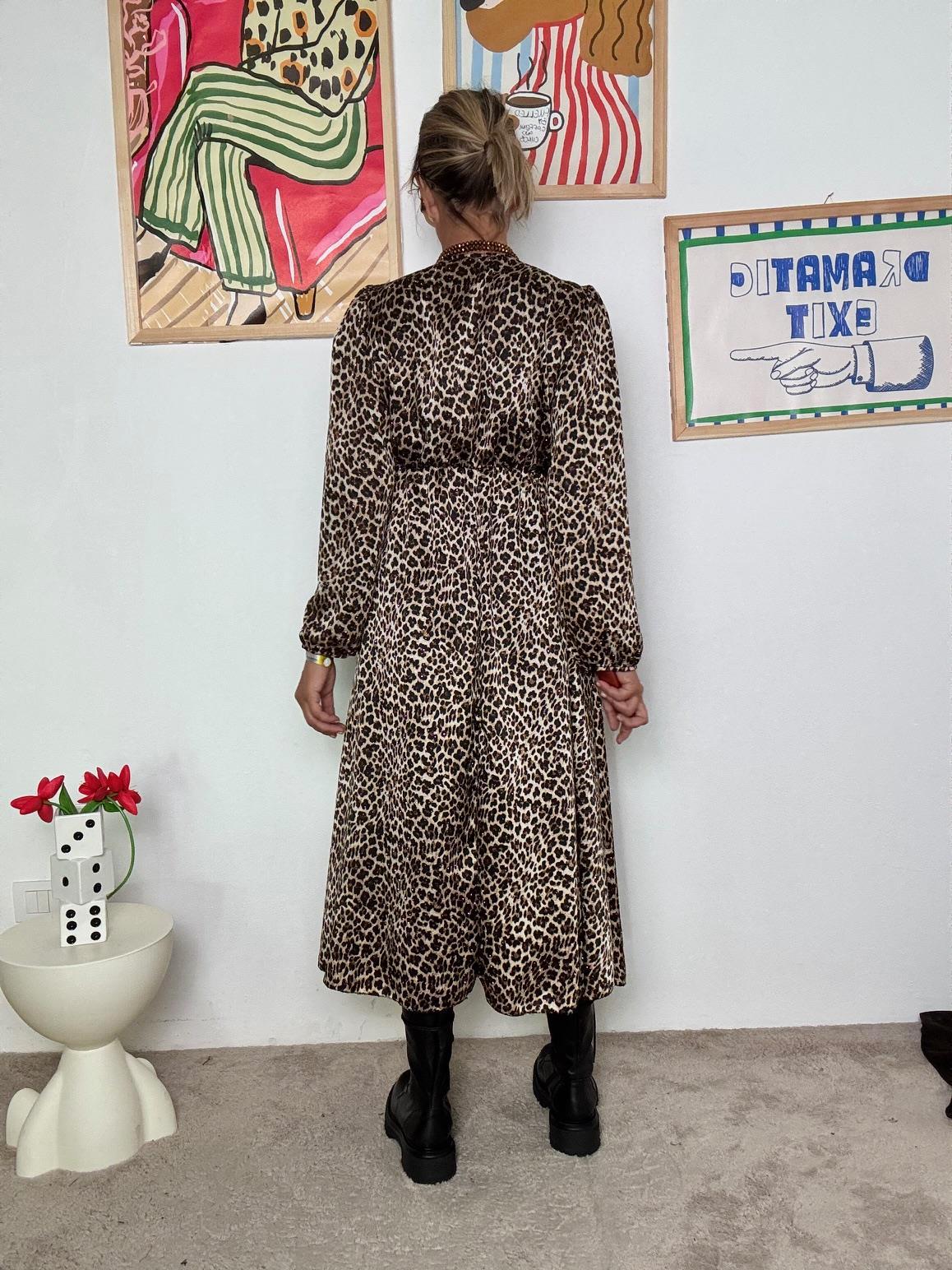 FEMALE -Abito lungo animalier donna  Stampa leopardata, scollo a V, comodo e grintoso 37183ZGTZBW/ MACULATO FEMALE 