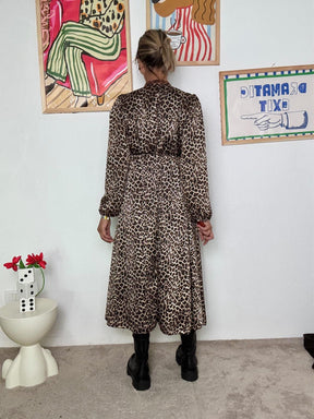 FEMALE -Abito lungo animalier donna  Stampa leopardata, scollo a V, comodo e grintoso 37183ZGTZBW/ MACULATO FEMALE 