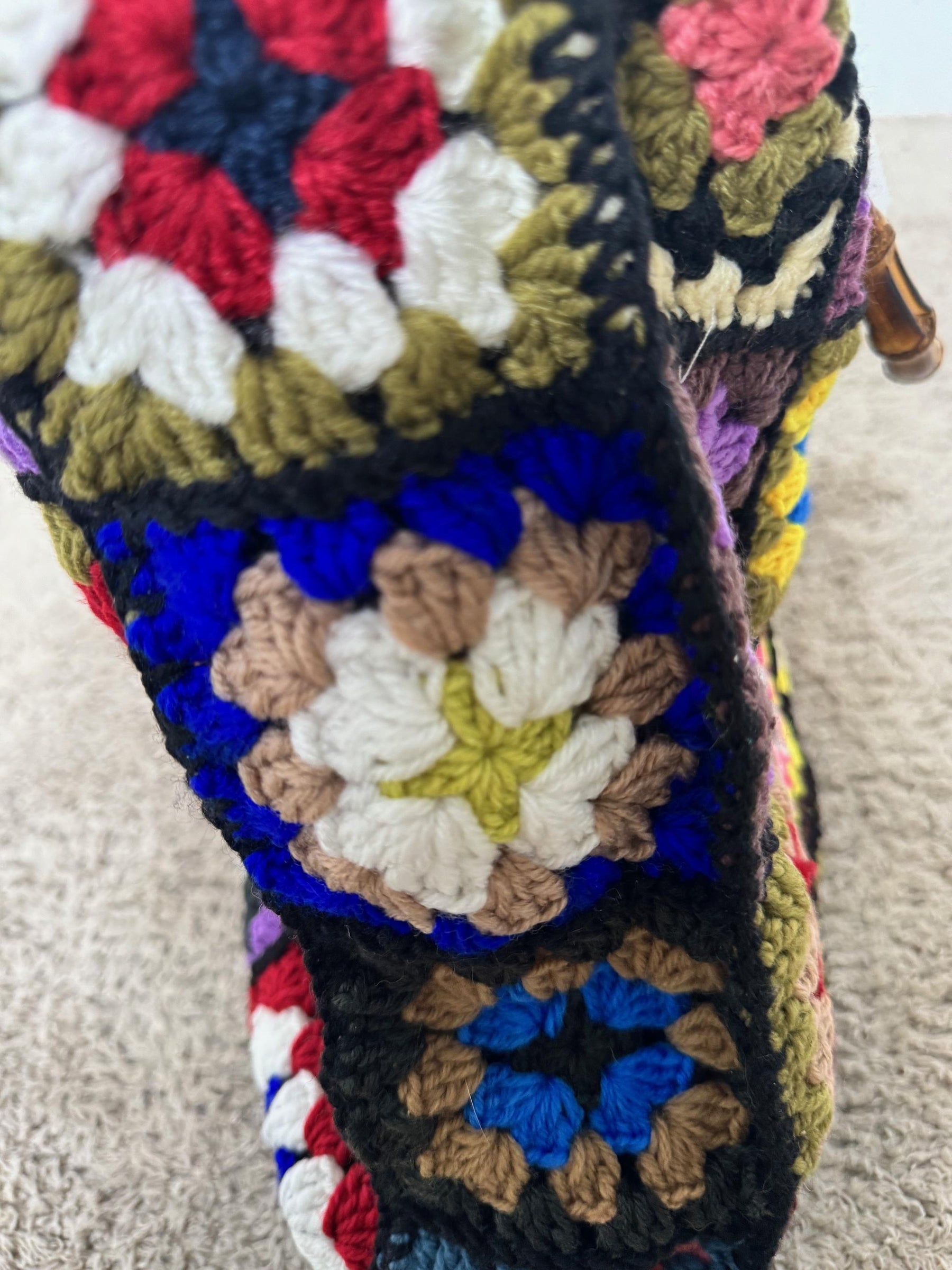 SUSY MIX  - Borsa in maglia a uncinetto con manico in bambù  Boho Color Mood MACYCRO/ FANTASIA SUSY MIX 