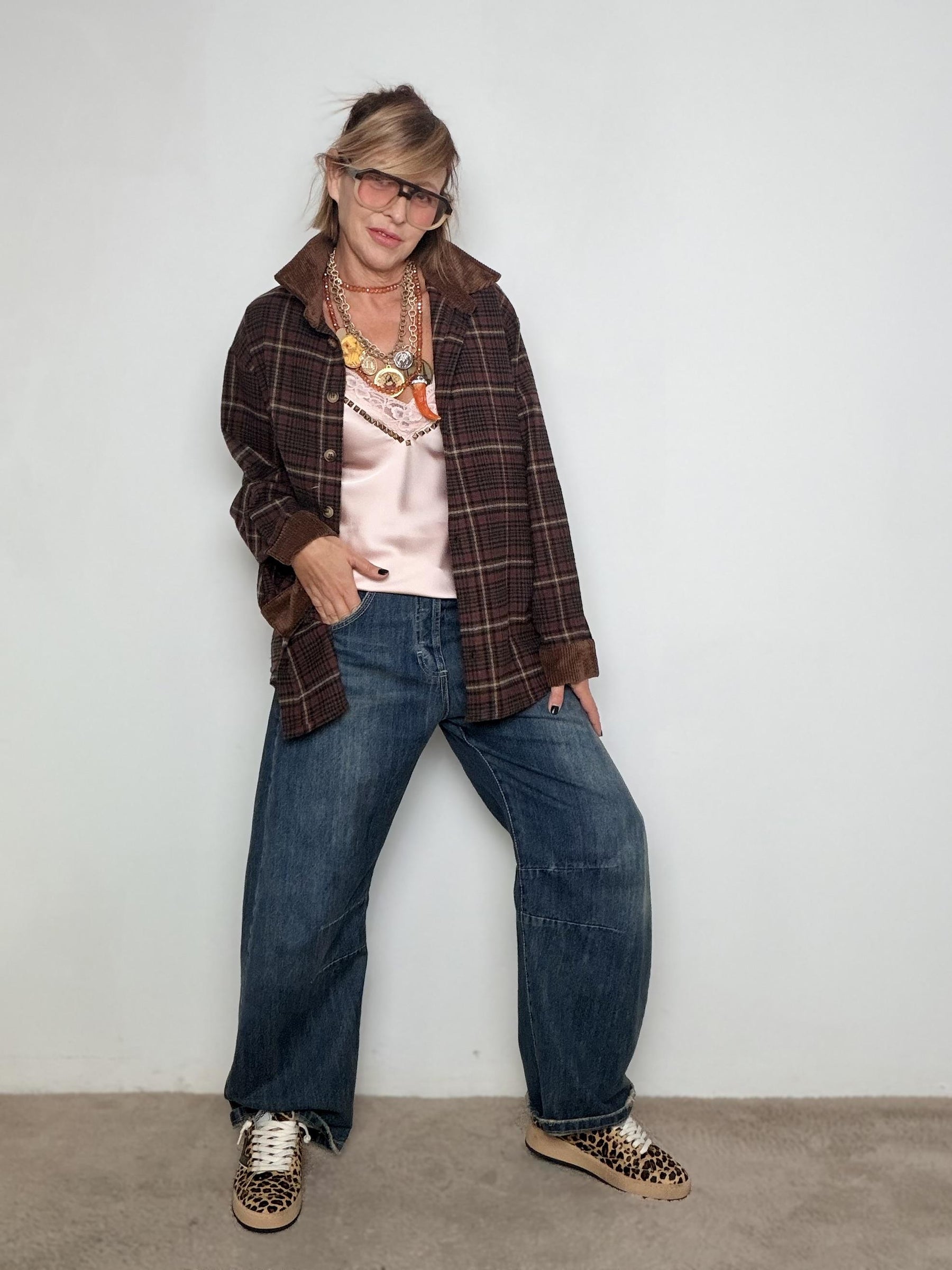 FEMALE -  Camicia Soft Check 40031/ MORO/VINO FEMALE 