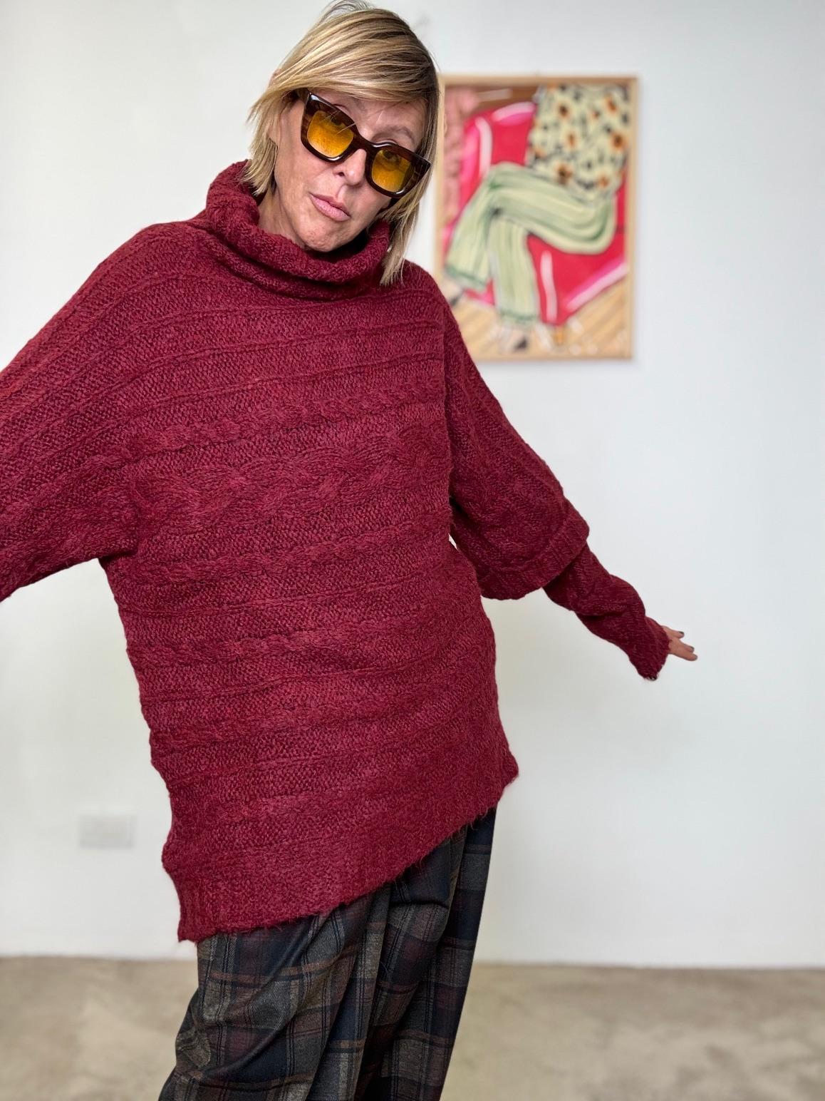 SUSY STAR - MAGLIA CON MANICOTTI VINO ST3WM221 VINO SUSY STAR 